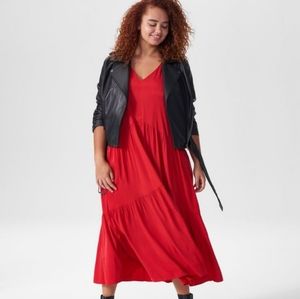 Universal Standard, Cupro Maxi  Dress, Red, M (size 18-20)